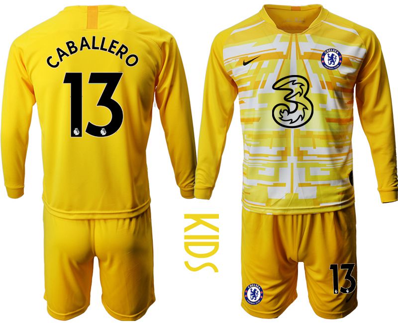 Youth 2020-2021 club Chelsea yellow goalkeeper long sleeve #13 Soccer Jerseys1